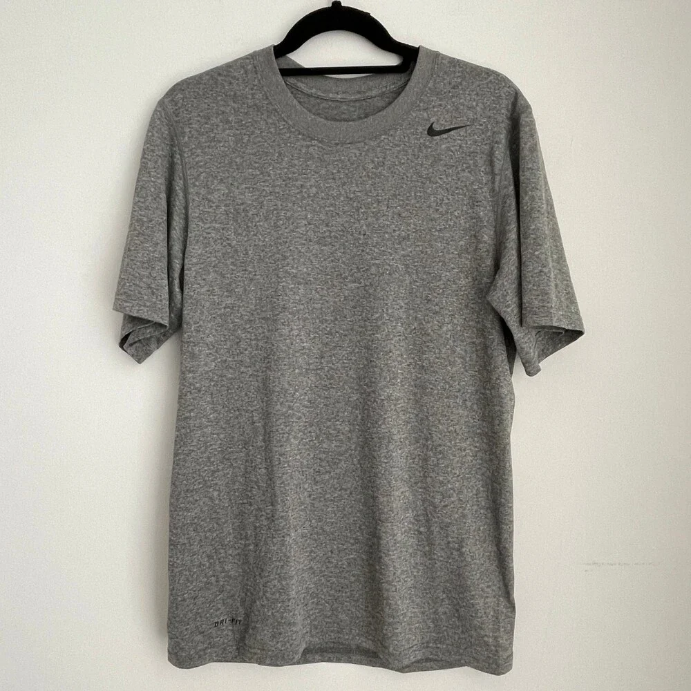 Nike Dri Fit Short Sleeve Activewear Top Gray Small